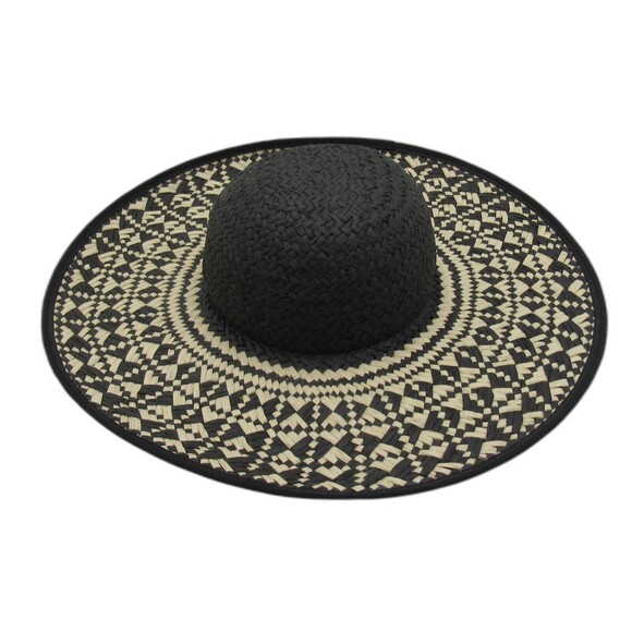 Shiraleah Accessories - Shiraleah Chicago Contessa Sun Hat Womens Black Geometric Print Beach Vacation